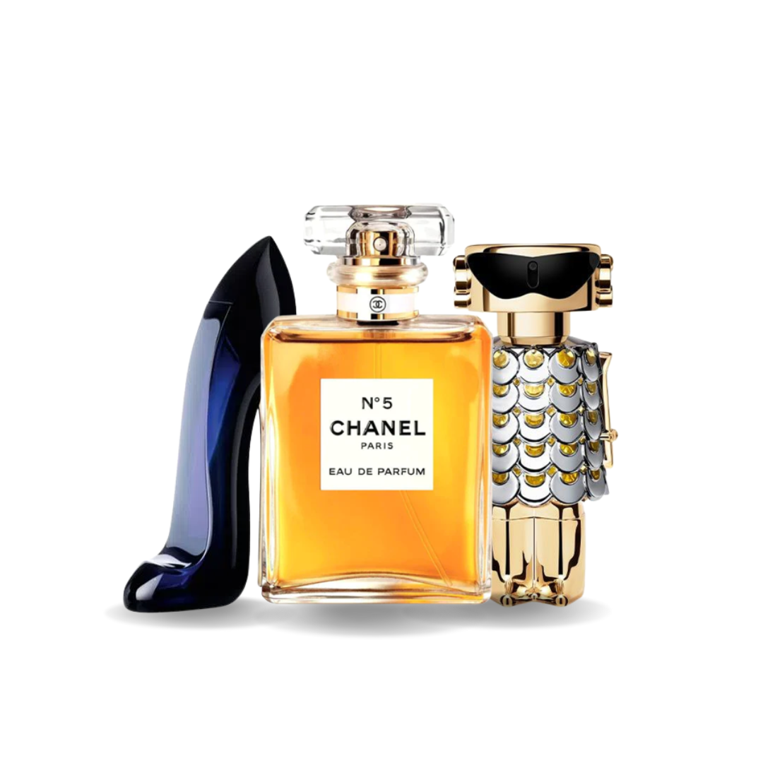 Pack de 3 parfums : GOOD GIRL, CHANEL Nº5 & FAME – 100 ml