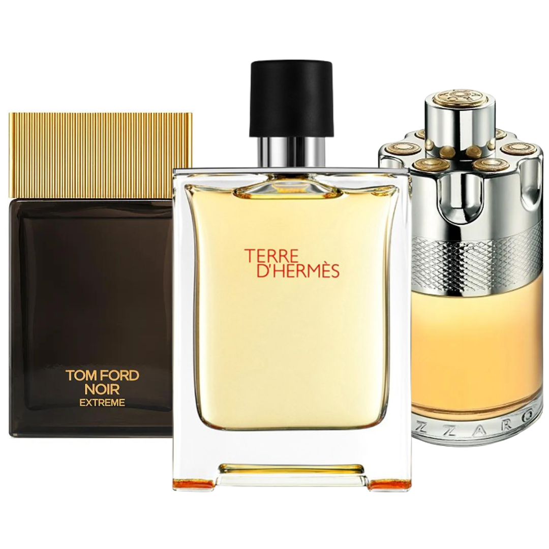 Pack de 3 parfums : TERRE D'HERMÈS, AZZARO WANTED & NOIR EXTREME - 100 ml